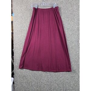 Susan Graver Style Skirt Women Medium Burgundy Excellent Elastic Waist Maxi